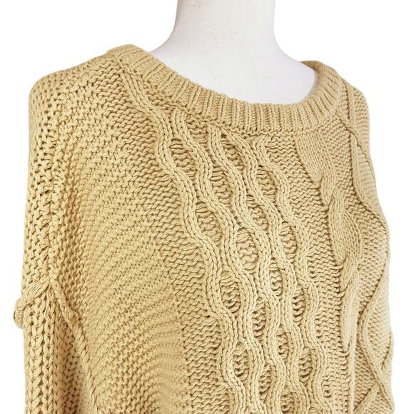 FREE PEOPLE Dream Cable Knit Oversized Sweater in Classic Camel Size XS - Picture 3 of 9